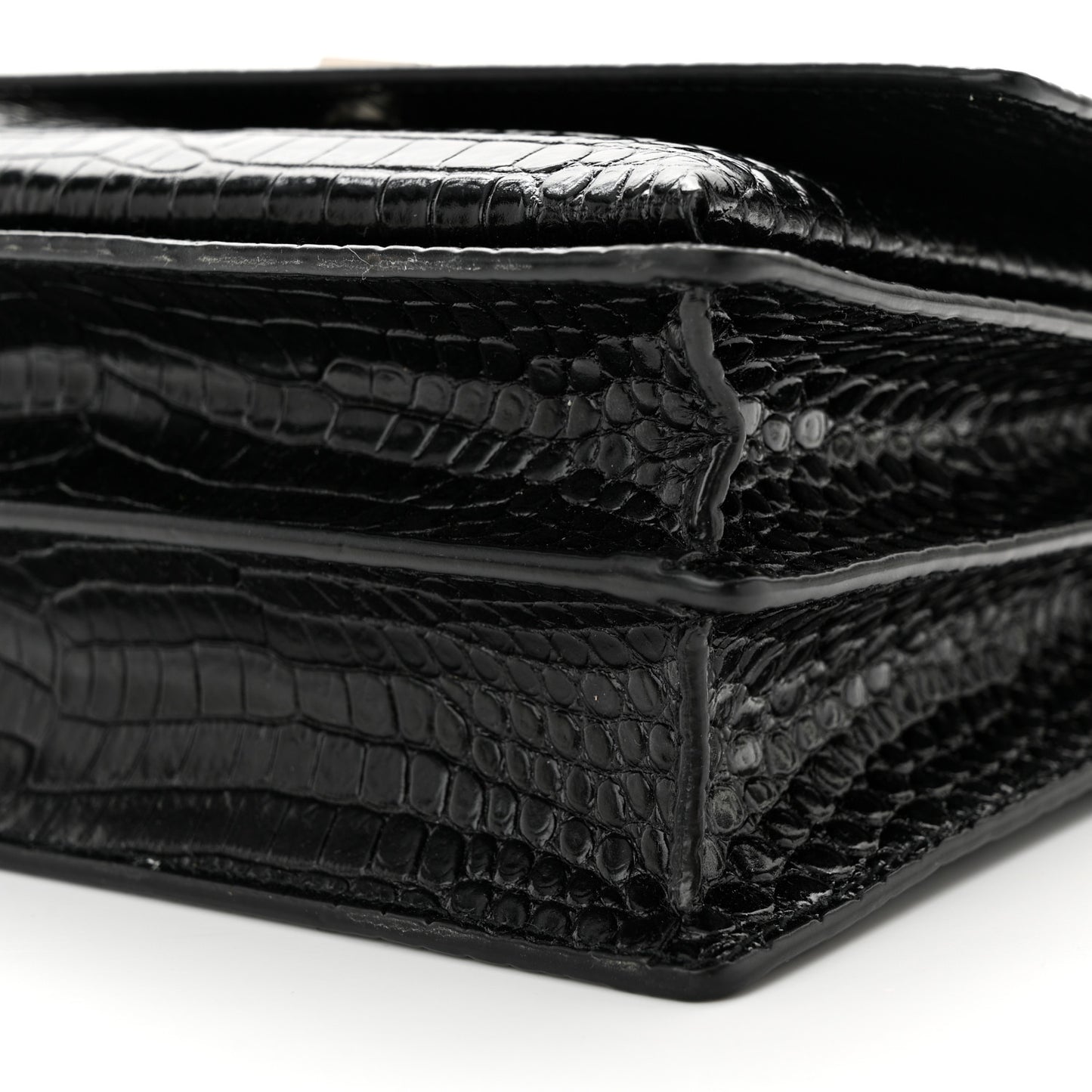 Calfskin Crocodile Embossed Medium Monogram Sunset Black