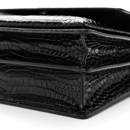 Saint Laurent Calfskin Crocodile Embossed Medium Monogram Sunset Black 9 of 10