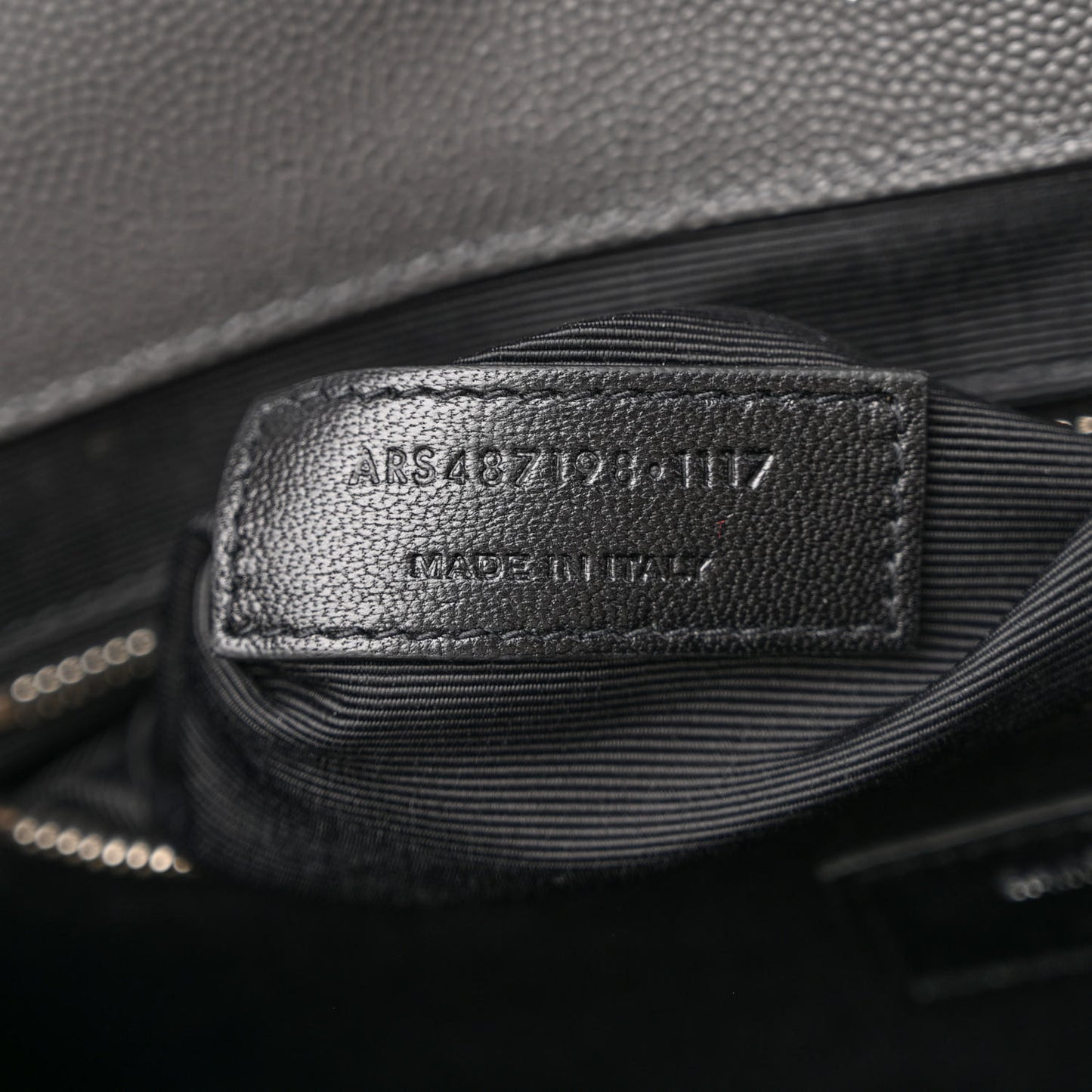Grain De Poudre Textured Mixed Matelasse Large Triquilt Monogram Satchel Asphalt
