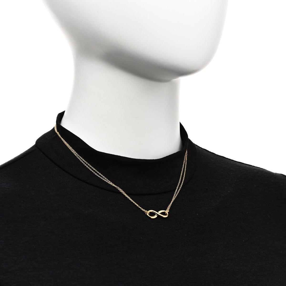 18K Yellow Gold Infinity Double Chain Pendant Necklace