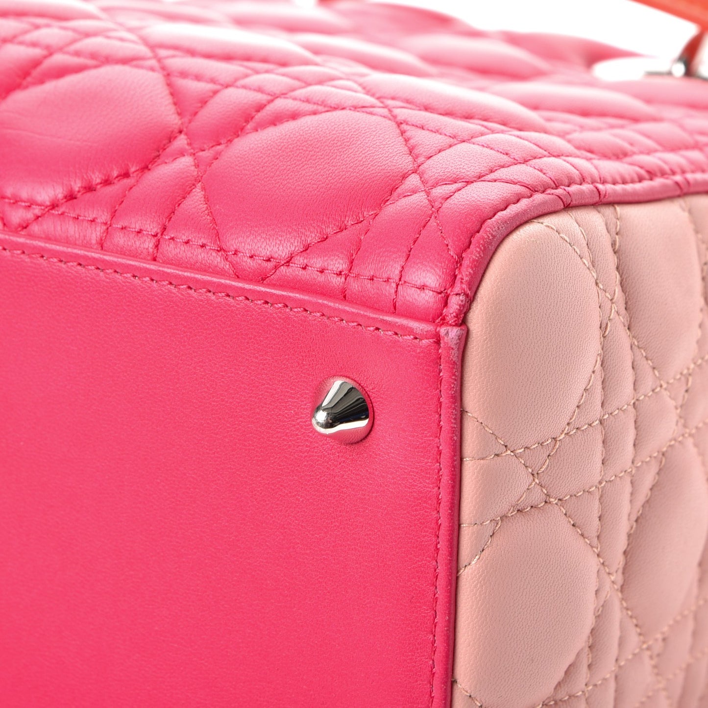 Lambskin Cannage Tri-Color Medium Lady Dior Orange Riviera Fuchsia Cosmopolitan Lipstick Natural