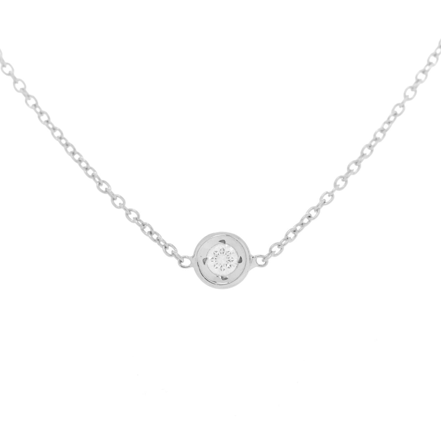 18K White Gold Diamond .29ctw Diamonds By The Inch Seven Station Necklace