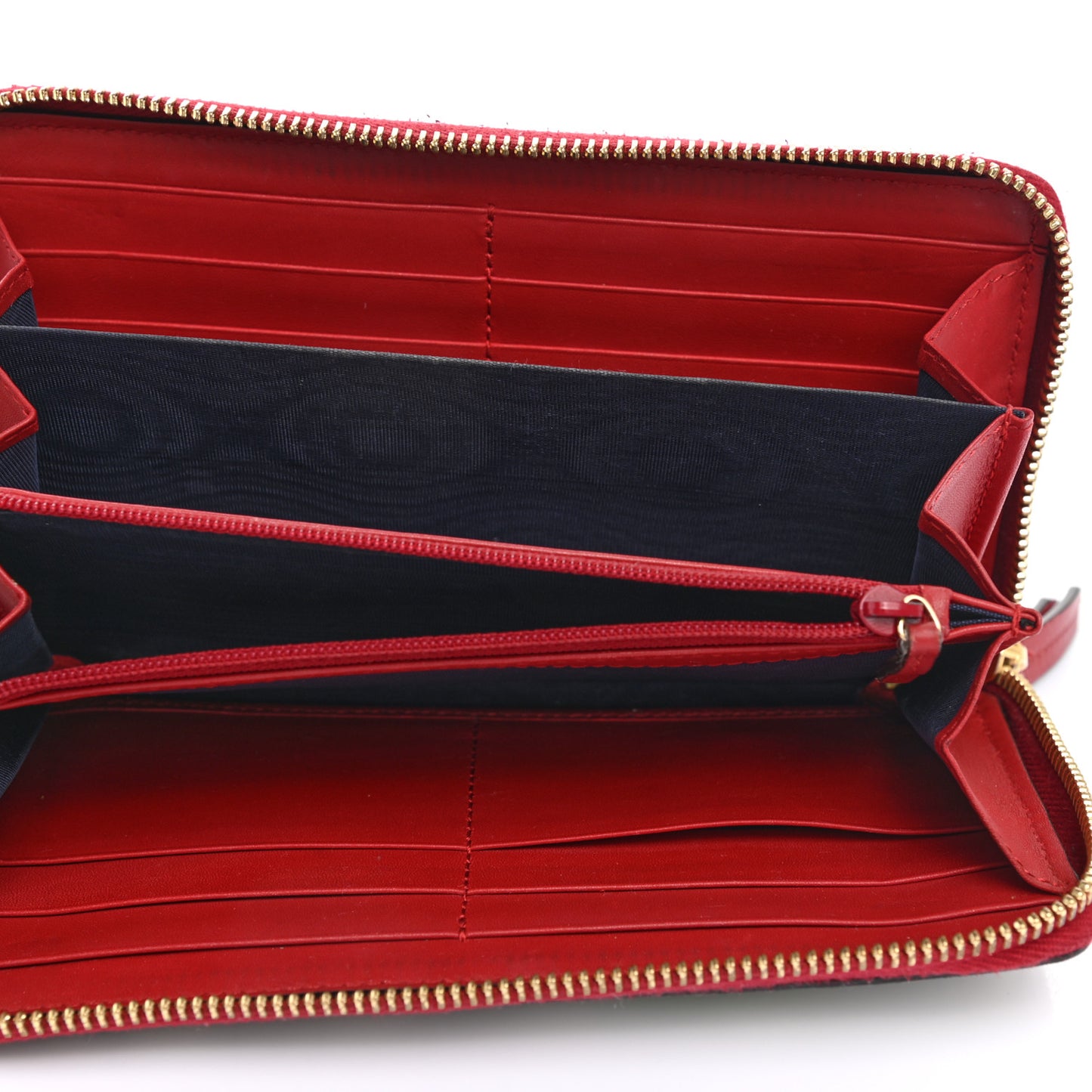 GG Supreme Monogram Blooms Zip Around Wallet Blue Red