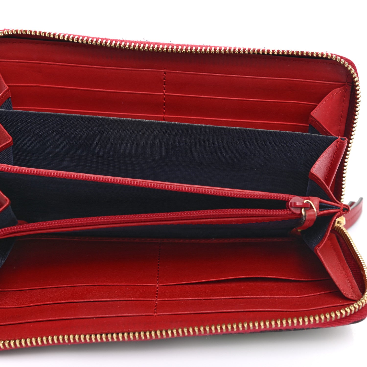 Gucci GG Supreme Monogram Blooms Zip Around Wallet Blue Red 5 of 15