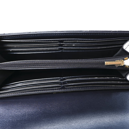Chanel Metallic Lambskin Quilted Large Gusset Flap Wallet Dark Blue 5 of 9