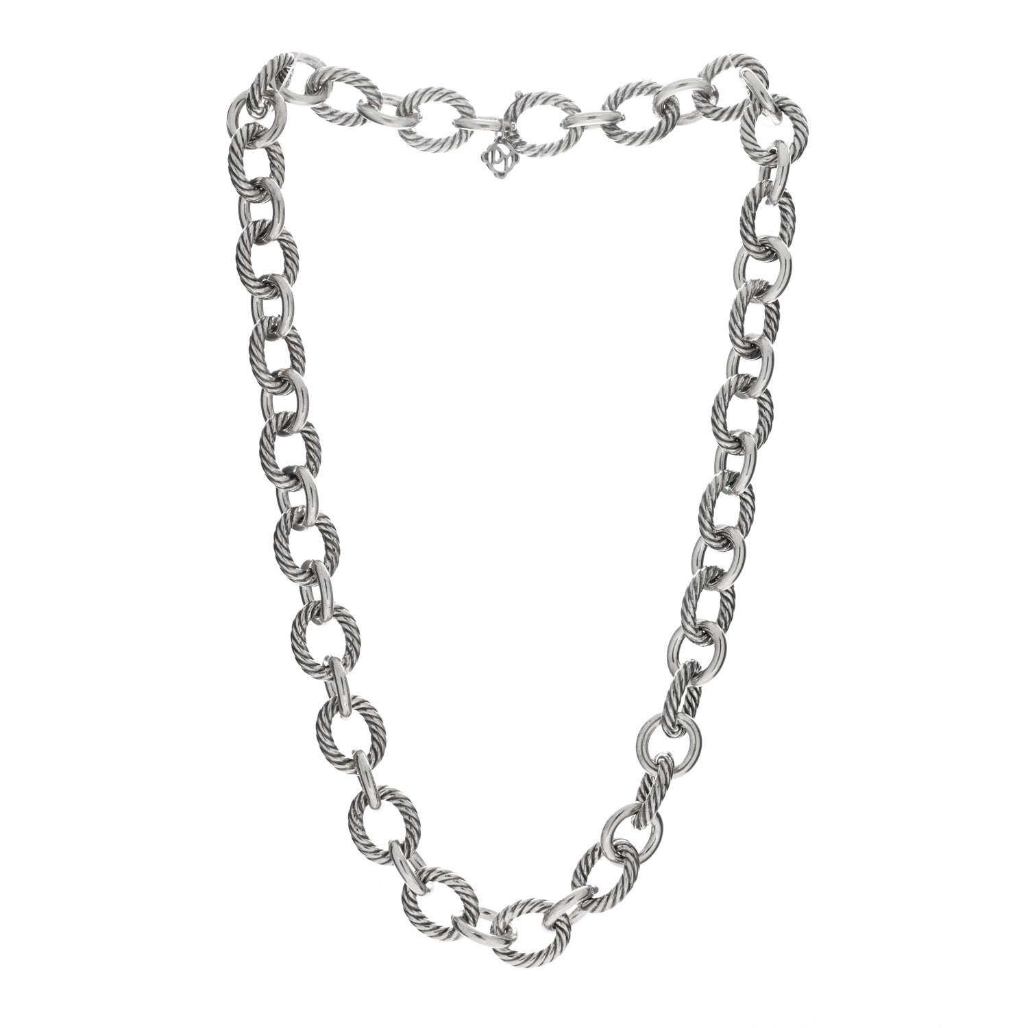 David Yurman Sterling Silver 16mm Large Oval Link Necklace 3 of 4