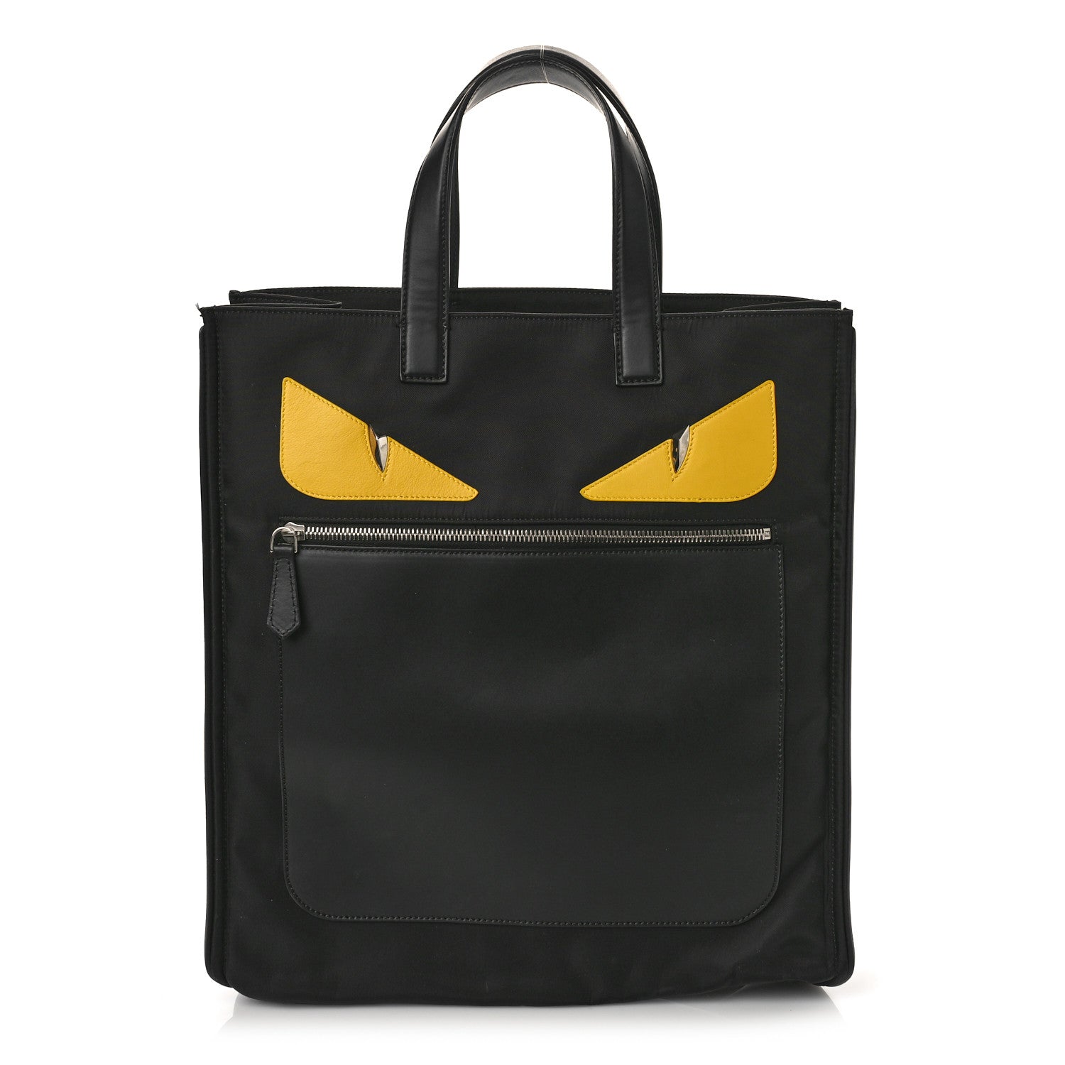 Fendi Nylon Vitello Liberty Dolce Monster Eyes Tote Black Sunflower 3 of 10