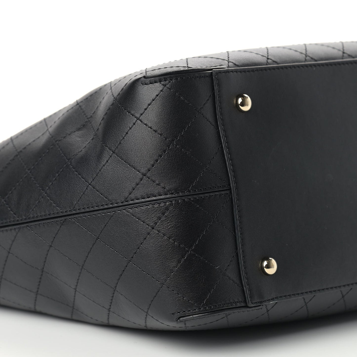 Calfskin Stitched Shopping Tote Black