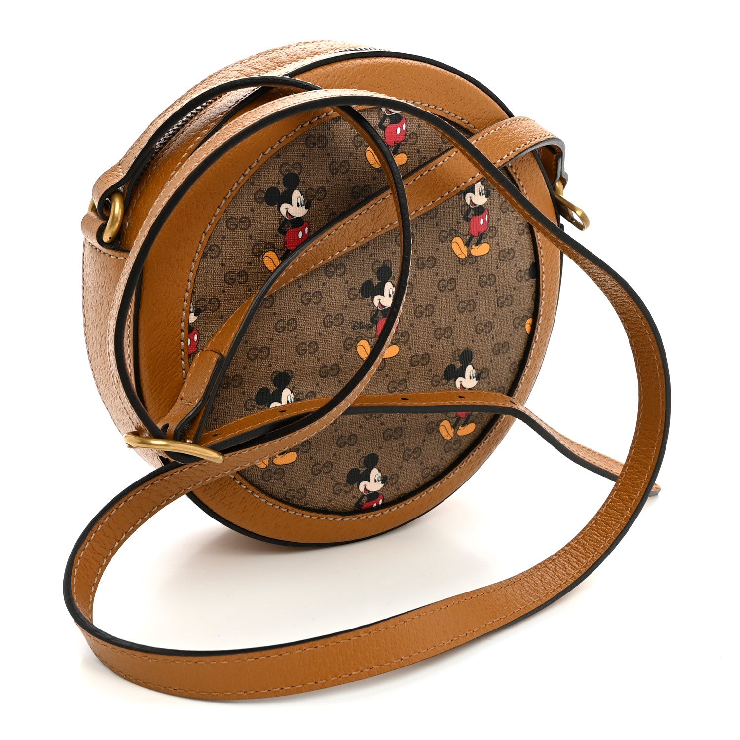 Gucci X DISNEY Mini Vintage GG Supreme Monogram Mickey Mouse Round Shoulder Bag Beige Vintage Sun Oil 3 of 11