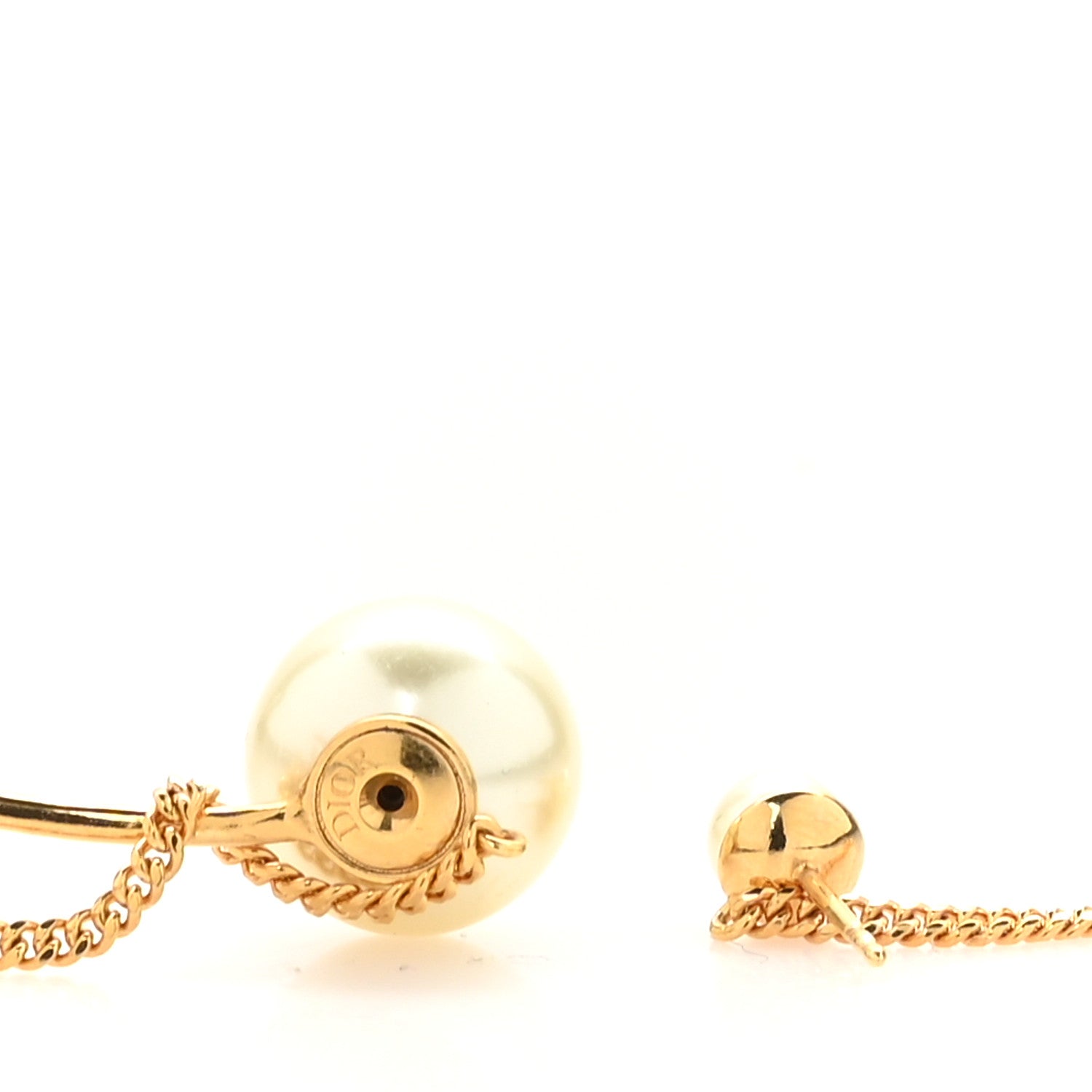 Christian Dior Metal Pearl Crystal Tribal Ear Cuff Gold White 3 of 4