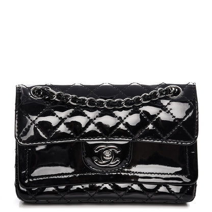 Chanel Patent Calfskin Quilted Mini Rectangular Double Flap Black 1 of 7