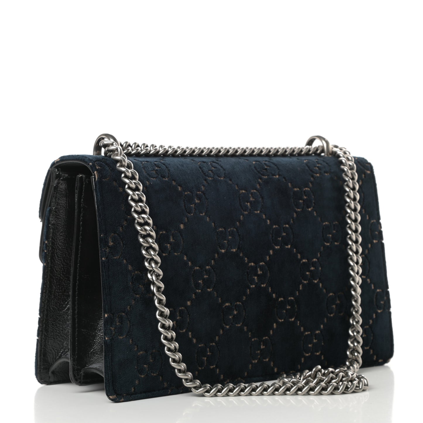 Velvet Skipper GG Monogram Small Dionysus Shoulder Bag Blue Beige Black