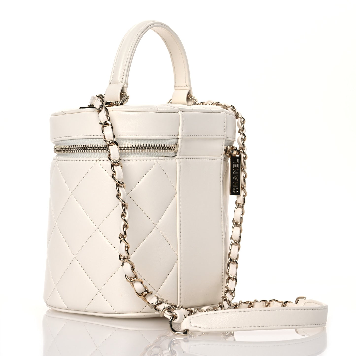 Lambskin Quilted Trendy CC Vanity Case White