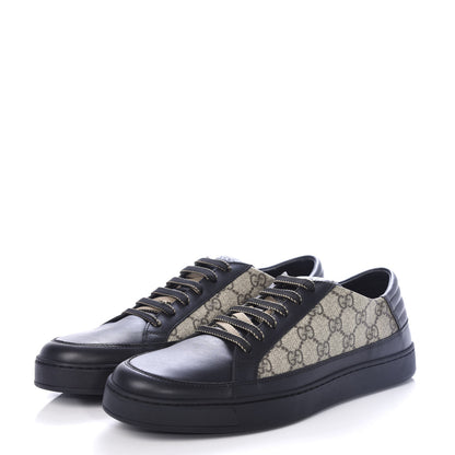 Gucci GG Supreme Monogram Mens Low Top Sneakers 9 Black Beige Ebony 3 of 11