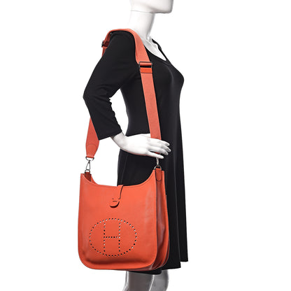 Hermes Taurillon Clemence Evelyne III GM Orange Poppy 2 of 9