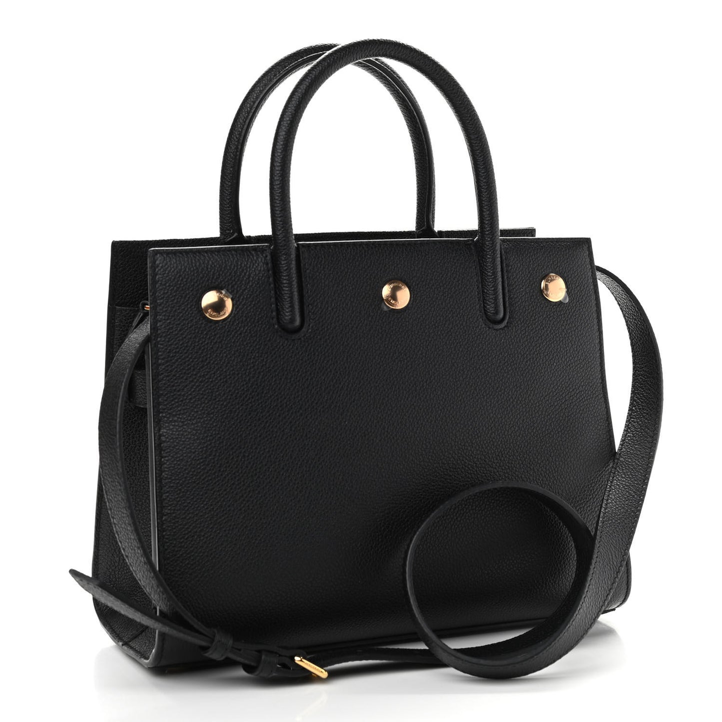 Grainy Calfskin Mini Two Handle Title Bag Black