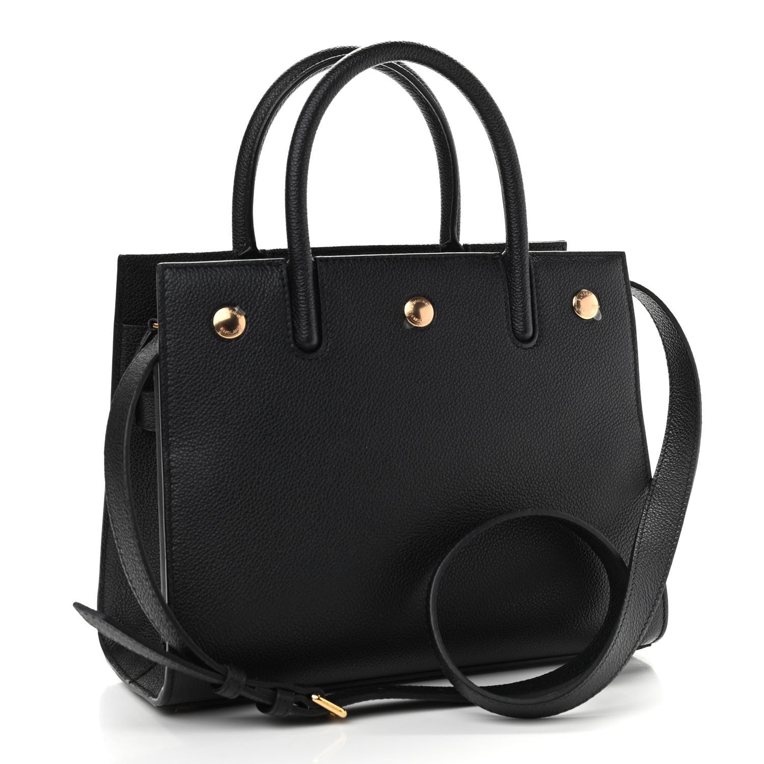 Burberry Grainy Calfskin Mini Two Handle Title Bag Black 3 of 10