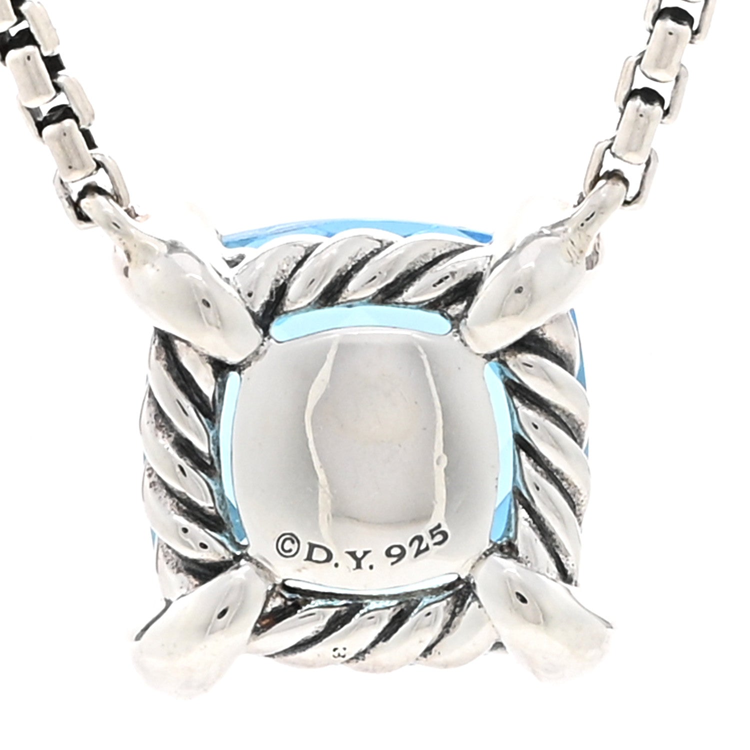 David Yurman Sterling Silver Diamond Blue Topaz 9mm Petite Chatelaine Pendant Necklace 4 of 4