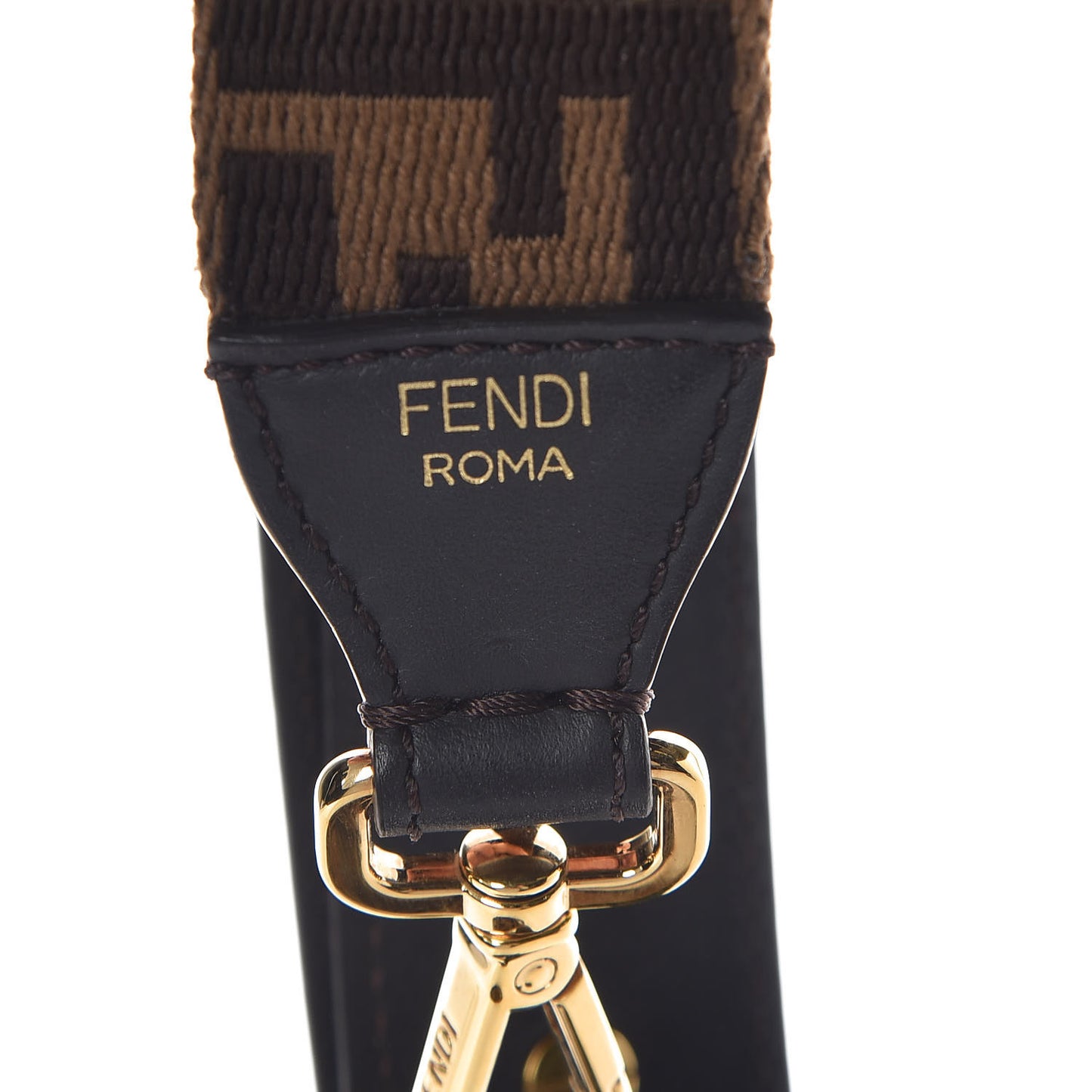 Ribbon Vitello Century FF 1974 Studded Strap You Fango Marrone Ebano