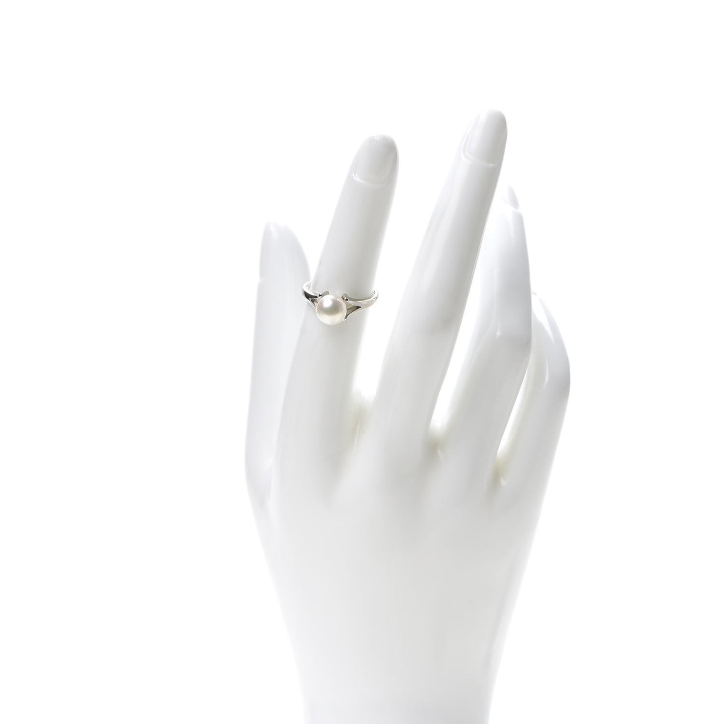 14K White Gold Akoya Pearl 7mm Ring 51 5.75