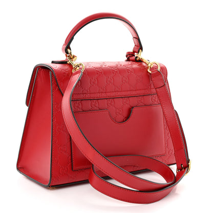 Gucci Guccissima Signature Small Padlock Top Handle Bag Hibiscus Red 3 of 11