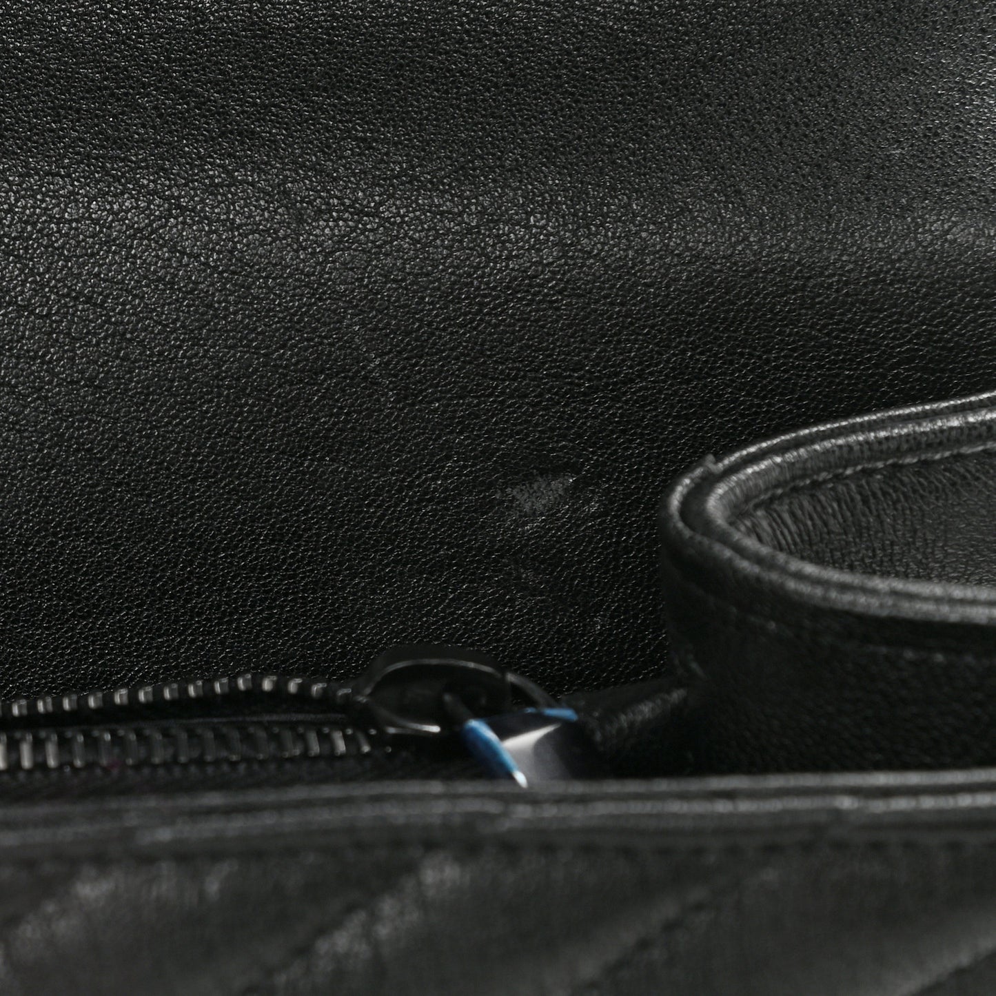 Sheepskin Matelasse Chevron Monogram Monochrome Large College Satchel Black