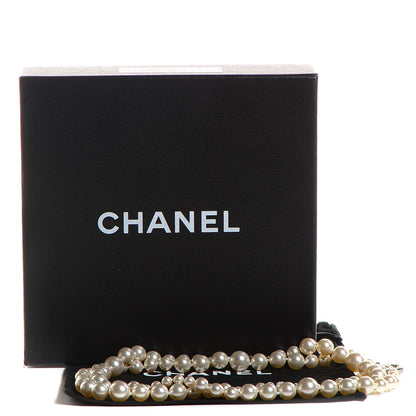 Chanel Graduated Pearl CC Long Necklace Silver 5 of 6