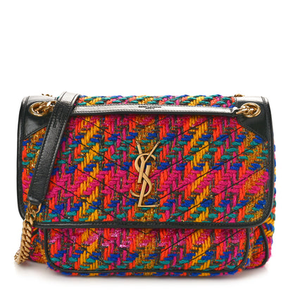 Saint Laurent Tweed Calfskin Matelasse Monogram Medium Niki Chain Satchel Multicolor 1 of 9