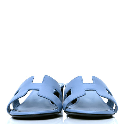 Hermes Calfskin Oasis Sandals 37 Bleu Cleuet 2 of 4