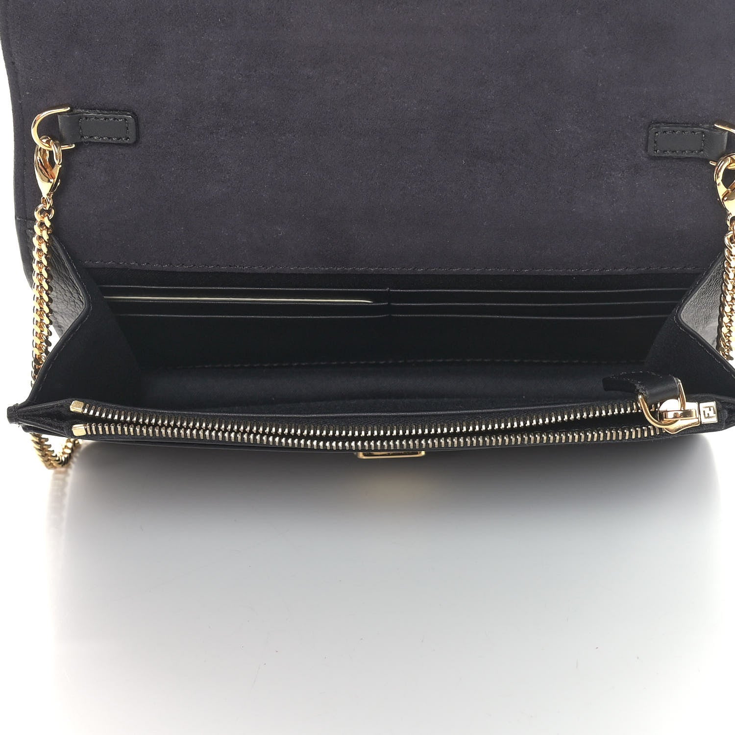 Fendi Vitello Flamingo Tube Wallet on Chain Black 5 of 10