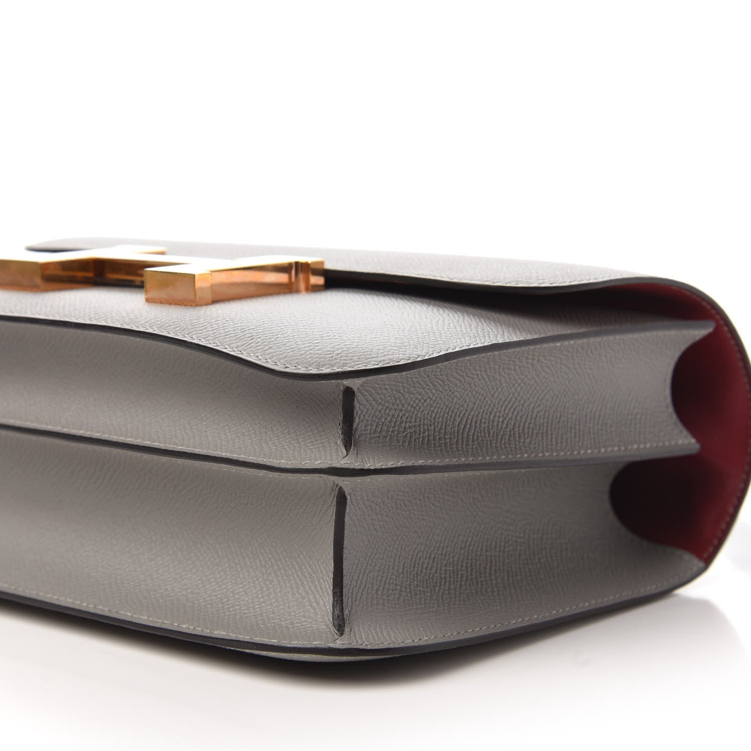 Hermes Epsom Horseshoe Constance 24 Gris Mouette Rouge Grenade 7 of 11