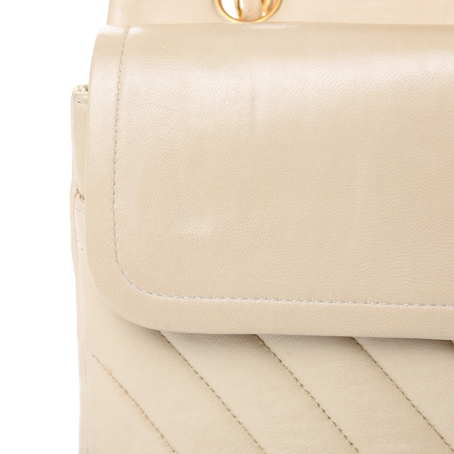 Chanel Lambskin Chevron Quilted Medium Double Flap Beige 22 of 24