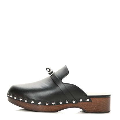 Hermes Calfskin Carlotta Mules 38 Black 1 of 8