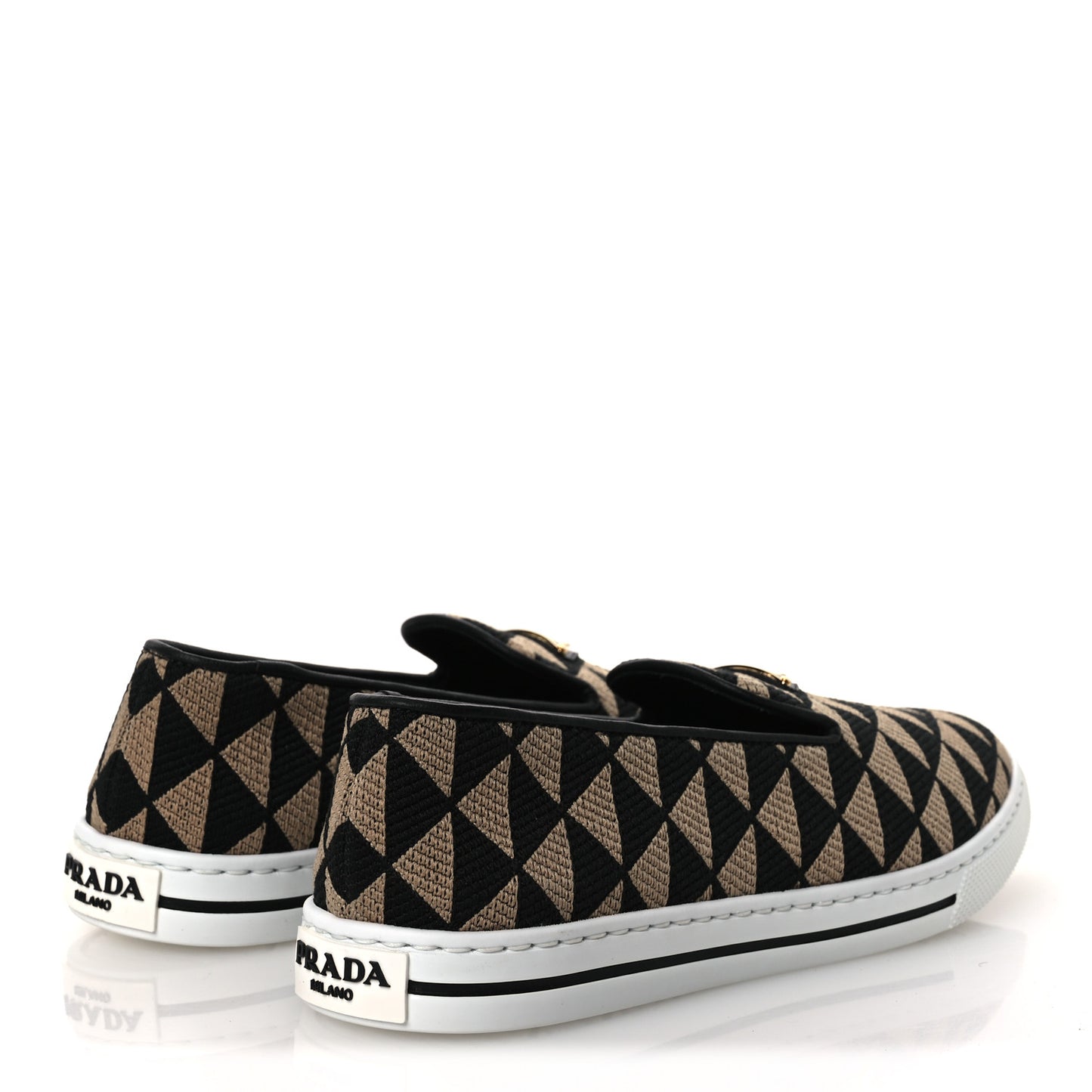 Jacquard Trianglolo Symbole Embroidered Metal Triangle Logo Slip On Sneakers 36.5 Corda Black