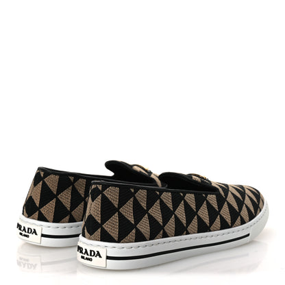 Prada Jacquard Trianglolo Symbole Embroidered Metal Triangle Logo Slip On Sneakers 36.5 Corda Black 5 of 11