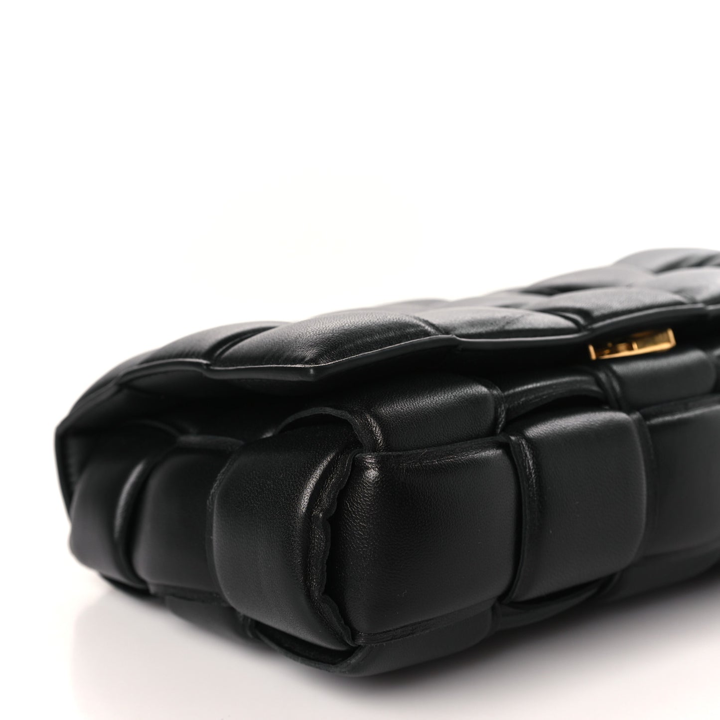 Lambskin Maxi Intreccio Padded Chain Cassette Crossbody Bag Black