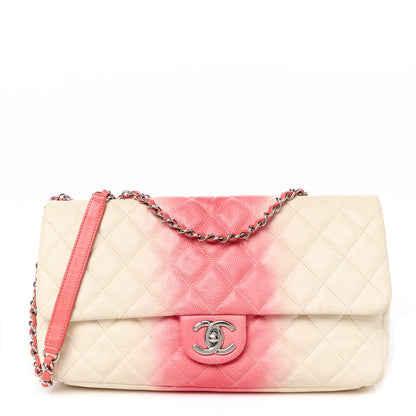Chanel Caviar Quilted Ombre Jumbo Single Flap White Rose Pink 1 of 15