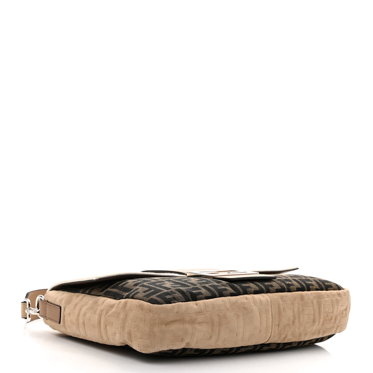 Fendi Fabric Jacquard Canvas Vitello Grace Pequin FF 1974 Large Convertible Baguette Tobacco Moro Grezzo Sand 4 of 10