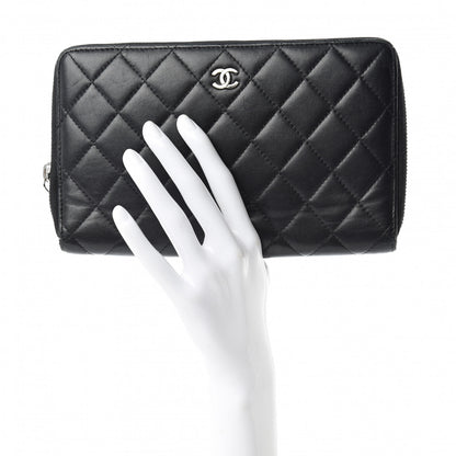 Chanel Lambskin Quilted Large Zip Around Organizer Wallet Black 2 of 15