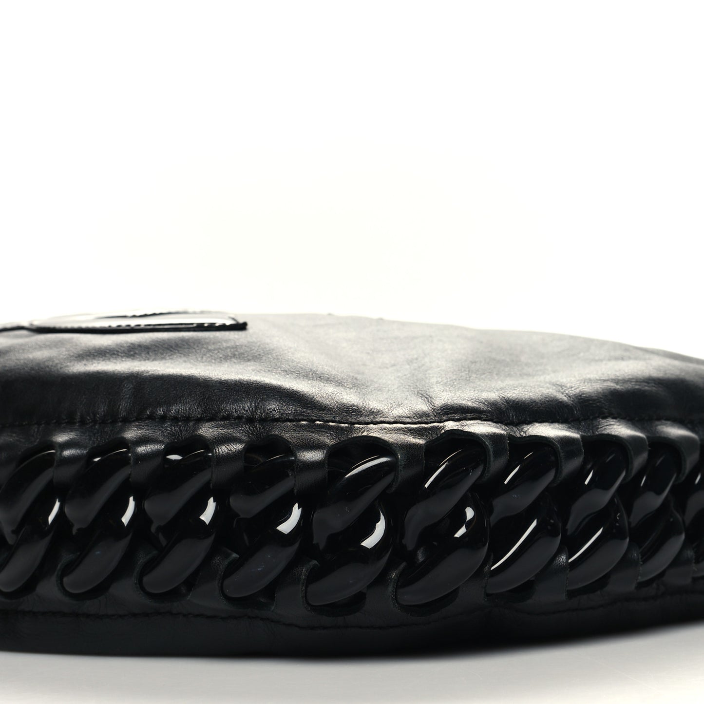 Calfskin Modern Chain Rhodoid Hobo Black