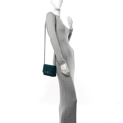 Chanel Velvet Quilted Boy Wallet On Chain WOC Teal 2 of 13