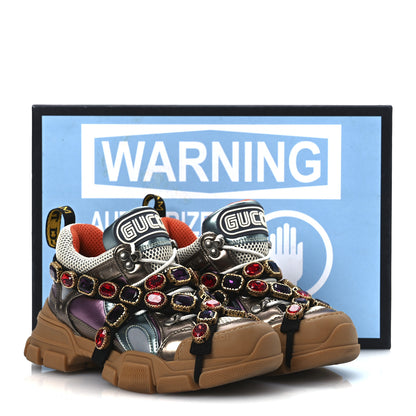 Gucci X SEGA Mesh Suede Calfskin Removable Crystals Womens Flashtrek Sneakers 36 Rame Mystic White Lago 10 of 10