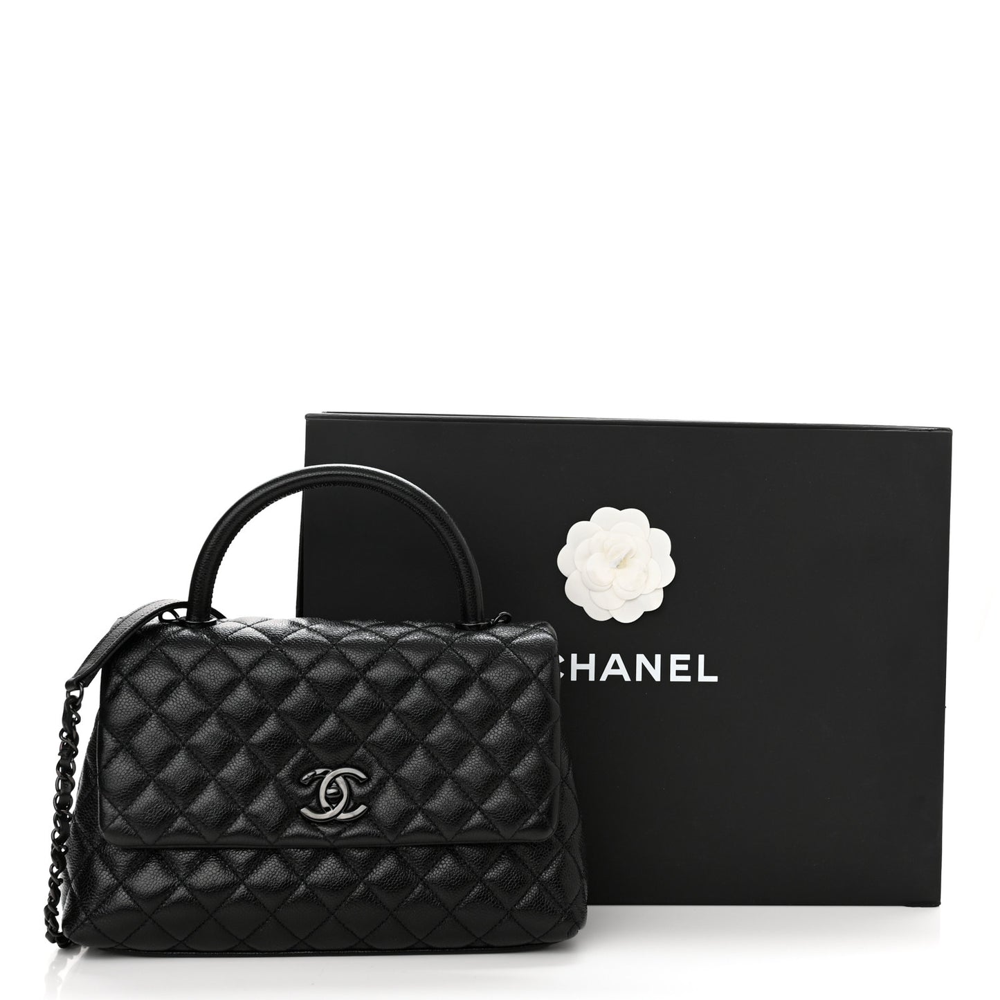 Caviar Quilted Small Coco Handle Flap So Black