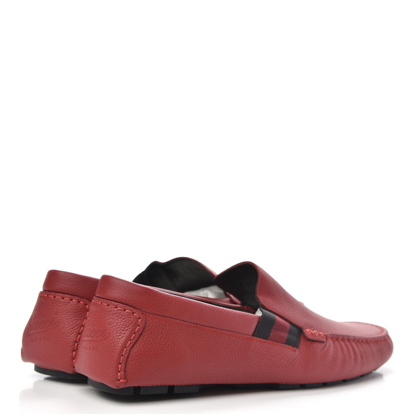 Calfskin Web Mens Driver Loafers 8.5 Red