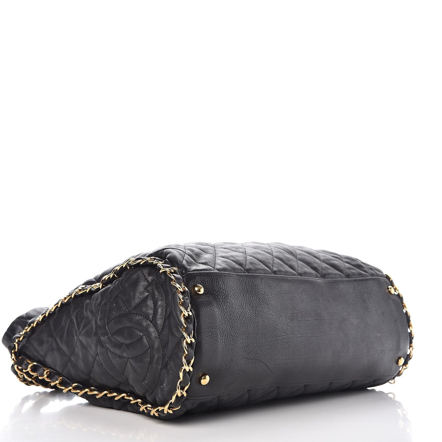 Calfskin Quilted Large Chain Me Hobo Black