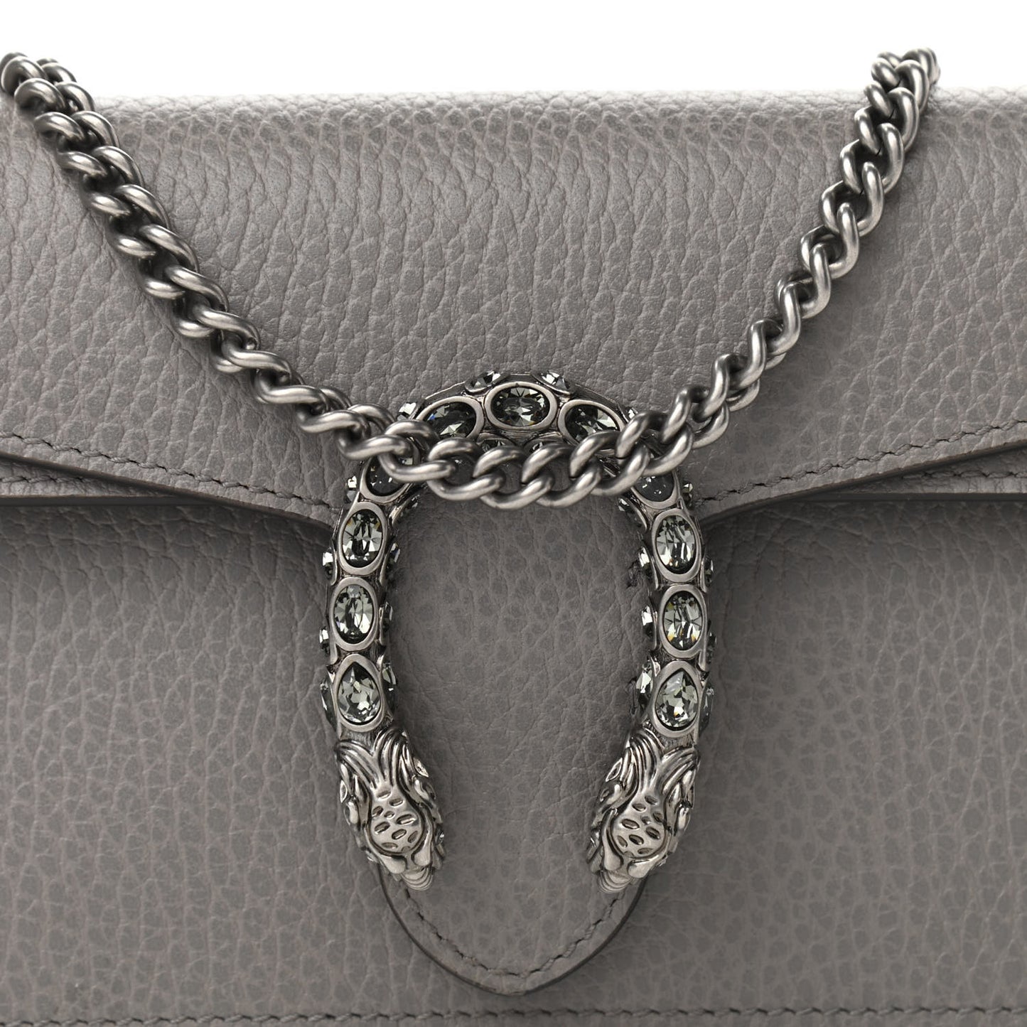 Dollar Calfskin Crystal Super Mini Dionysus Shoulder Bag Dusty Grey Black Diamond