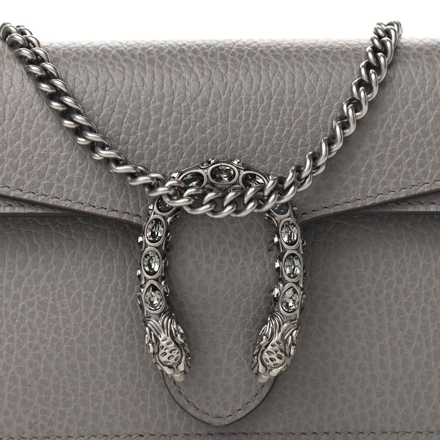 Gucci Dollar Calfskin Crystal Super Mini Dionysus Shoulder Bag Dusty Grey Black Diamond 7 of 9