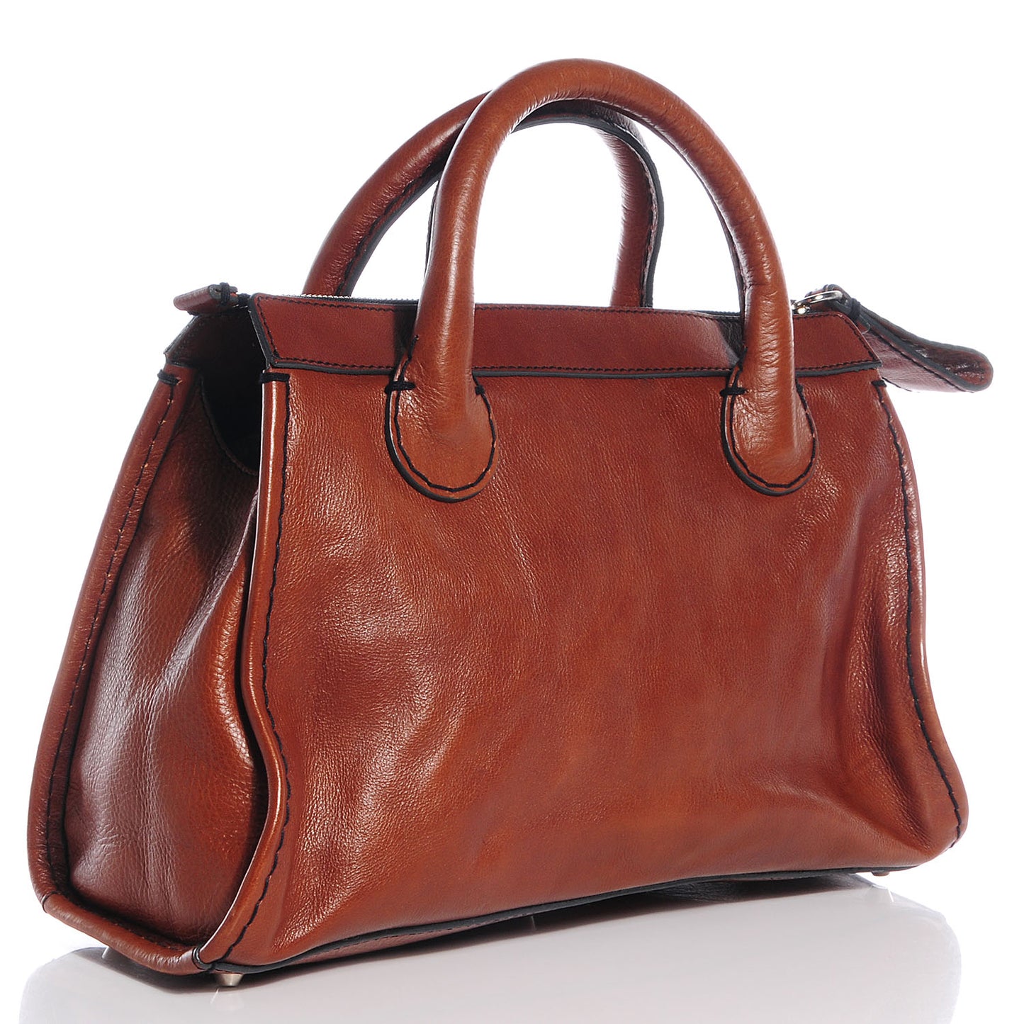 Leather Edith Satchel Muscade