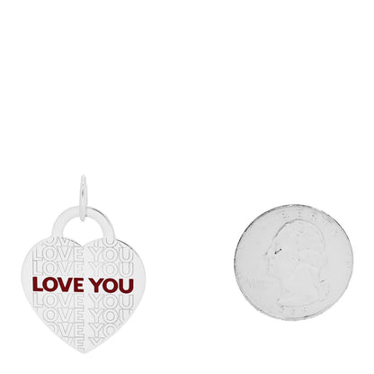 Tiffany Sterling Silver Enamel LOVE YOU Heart Pendant Red 2 of 4