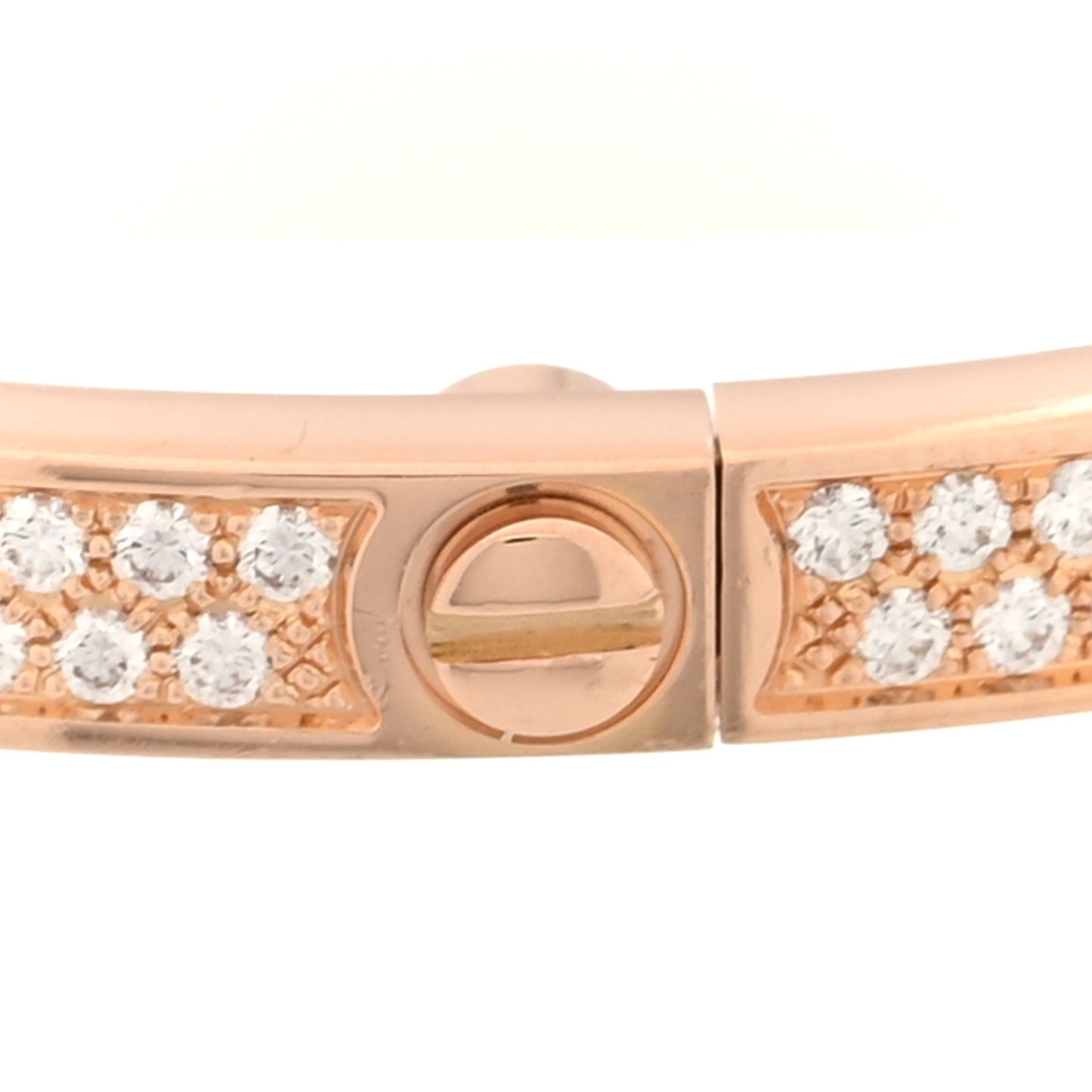 18K Pink Gold Diamond Small LOVE Paved Bracelet 17